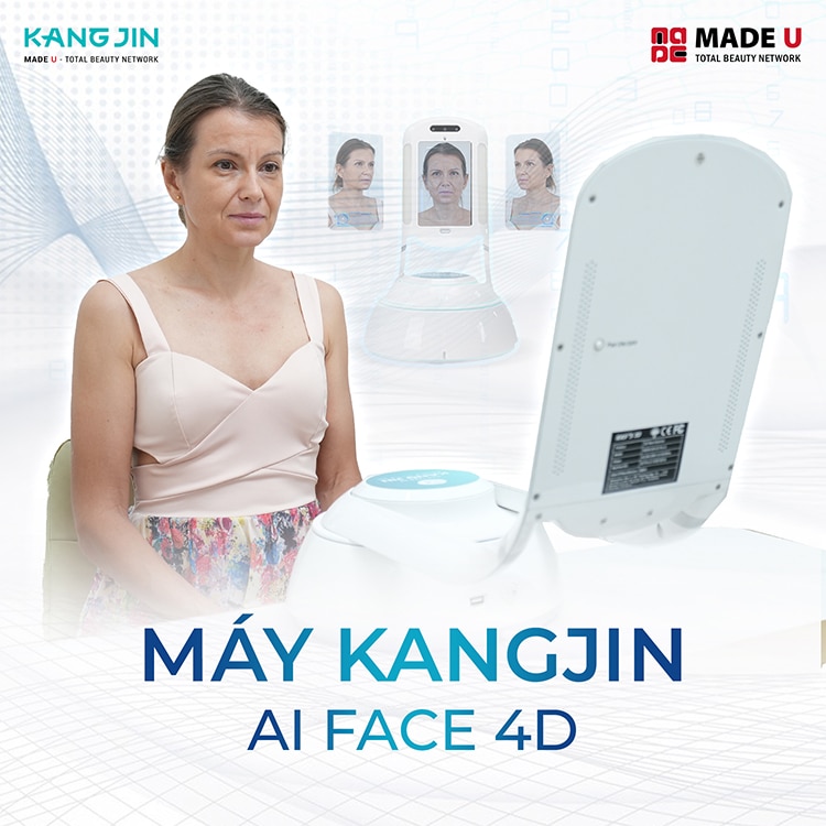 Máy KangJin AI Face 4D mô phỏng kết quả trẻ hóa da