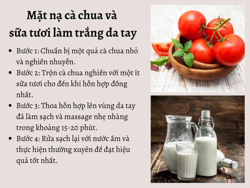 Mặt nạ cà chua và sữa tươi làm trắng da tay