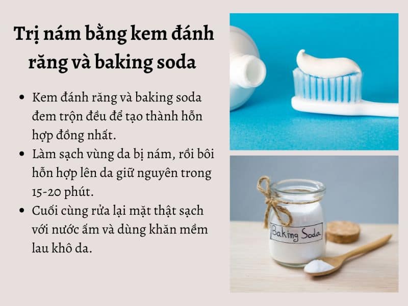 Trị nám bằng kem đánh răng và baking soda